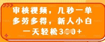 审核视频，几秒一单，多劳多得，新人小白一天轻松3张【揭秘】勾八项目-每天更新副业赚钱项目,副业,网创,创业者的聚集地勾八项目